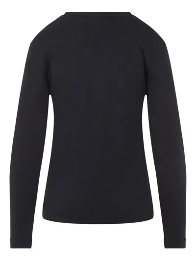 Lemaire Ribbed Crew Neck Long Sleeve Top In Black