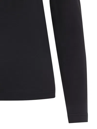 Lemaire Ribbed Crew Neck Long Sleeve Top In Black