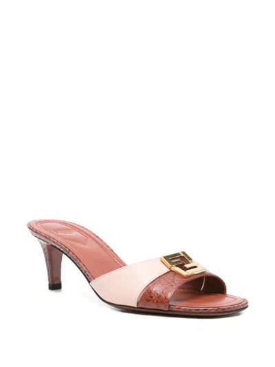 Fendi Pink And Brown Ayers Medium-heeled Sandals