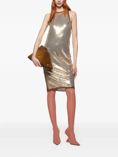 Attico Crew Neck Sequin-embellished Mini Dress In Silver
