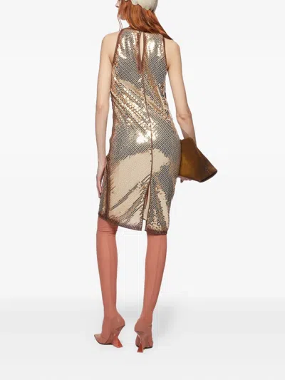 Attico Crew Neck Sequin-embellished Mini Dress In Silver