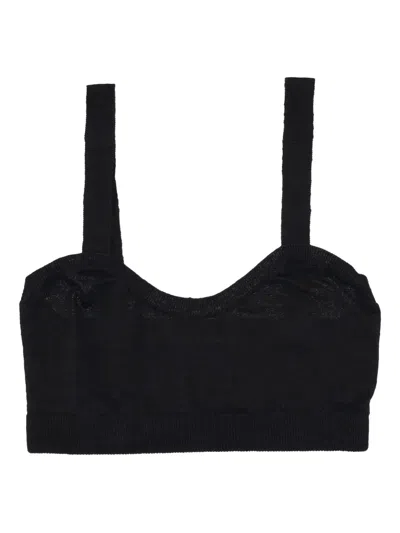 P.a.r.o.s.h Stretchy Bralette With Soft Fabric And Ribbed Hem In Black