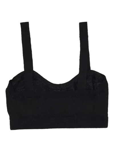 P.a.r.o.s.h Stretchy Bralette With Soft Fabric And Ribbed Hem In Black