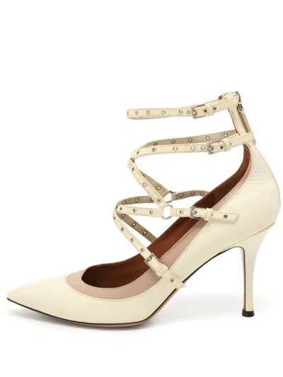 Pre-owned Valentino Garavani Studded Leather Pumps In Neutral