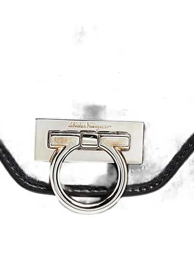 Pre-owned Ferragamo Gancini Leather Shoulder Bag In Black