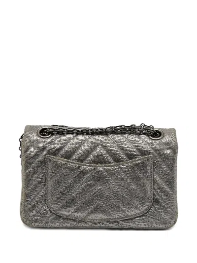 Pre-owned Chanel Chevron Quilted Flap Bag In Silver
