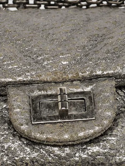 Pre-owned Chanel Chevron Quilted Flap Bag In Silver