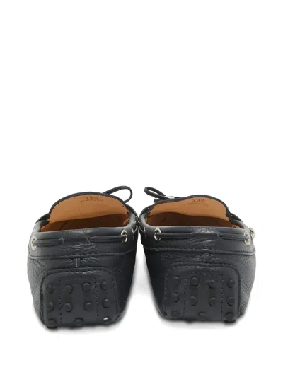 Pre-owned Tod's Vintage  Leather Bow-detailing Loafers In Blue