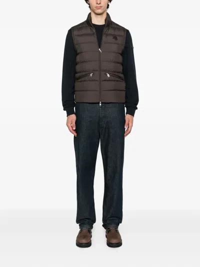 Moncler Chocolate Polyester Treompan Sleeveless Down Jacket In Brown