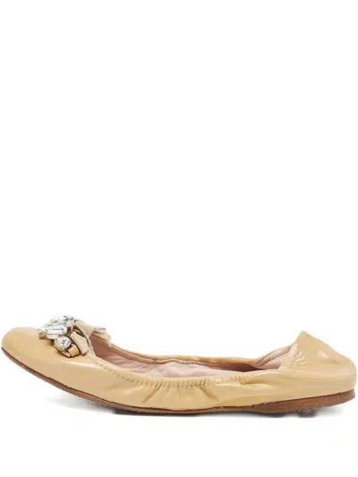 Pre-owned Miu Miu Crystal-embellished Ballet Flats