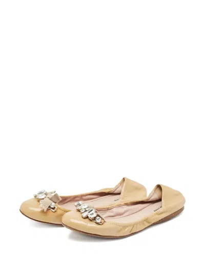 Pre-owned Miu Miu Crystal-embellished Ballet Flats