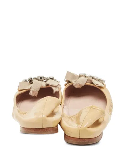 Pre-owned Miu Miu Crystal-embellished Ballet Flats