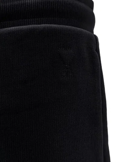 Ami Alexandre Mattiussi Ami Paris Ami De Coeur Logo Embossed Drawstring Shorts In Black