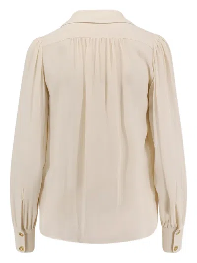 Elisabetta Franchi Jewel Detailed Georgette Blouse In Neutral