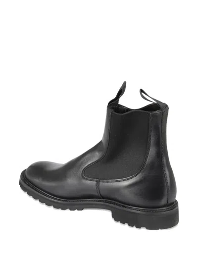 Tricker's Polished Black Leather Ankle Boot In Black