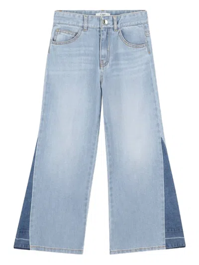 Chloé Patchwork Wide-leg Jeans In Blue