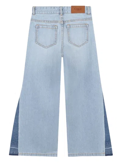 Chloé Patchwork Wide-leg Jeans In Blue
