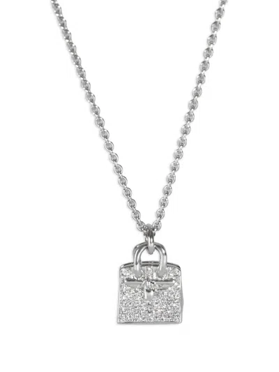 Pre-owned Hermes 18kt White Gold Birkin Amulette Necklace