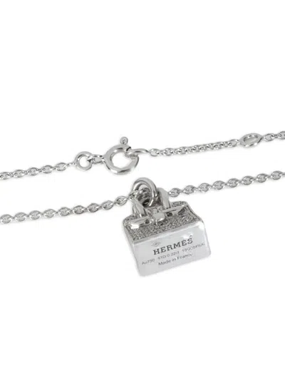 Pre-owned Hermes 18kt White Gold Birkin Amulette Necklace