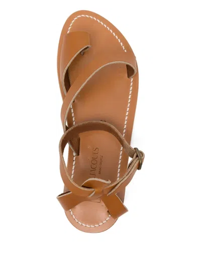 Kjacques Leather Ankle-strap Sandals In Brown