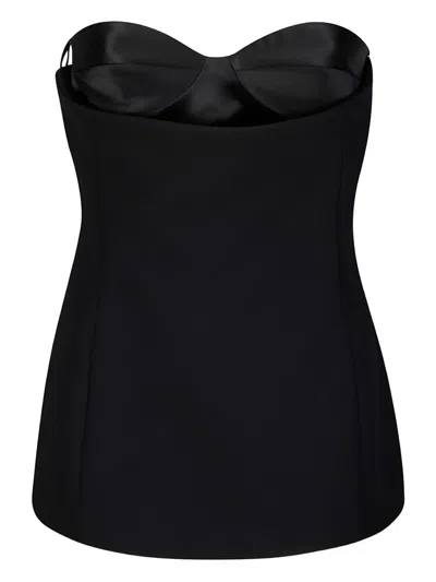 Khaite Sleeveless Top With Glossy Satin Bustier Lining In Black