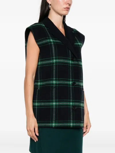 Alicia Audrey Julie Check Lapel Sleeveless Vest