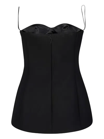 Khaite Sleeveless Top With Glossy Satin Bustier Lining In Black