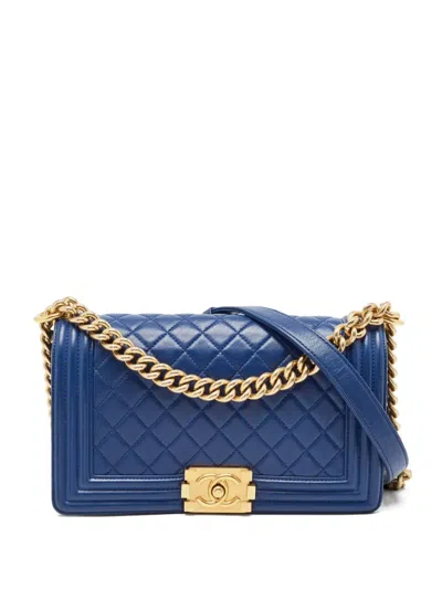 Pre-owned Chanel 2011 Boy Flap Shoulder Bag In Blue