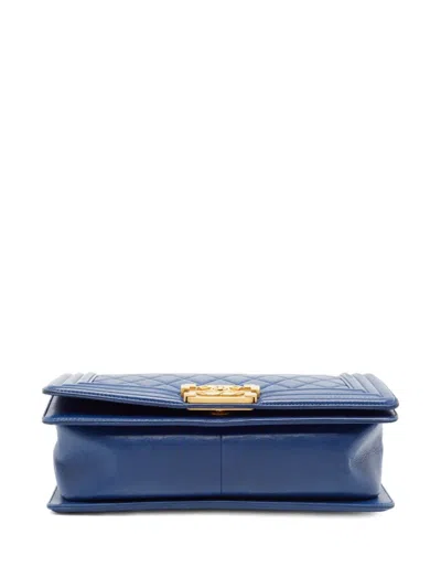Pre-owned Chanel 2011 Boy Flap Shoulder Bag In Blue