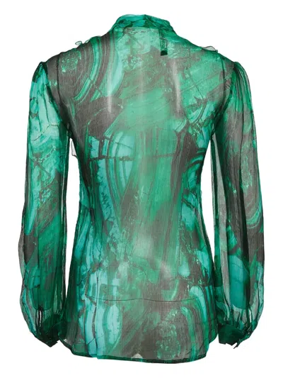 Pre-owned Roberto Cavalli Vintage  Ruffles Abstract-print Blouse