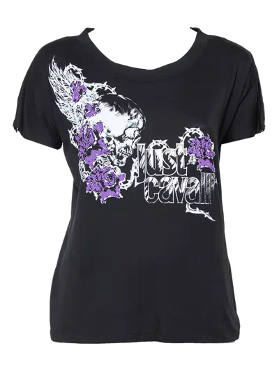 Pre-owned Just Cavalli Vintage Skull Roses T-shirt