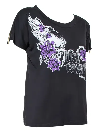 Pre-owned Just Cavalli Vintage Skull Roses T-shirt