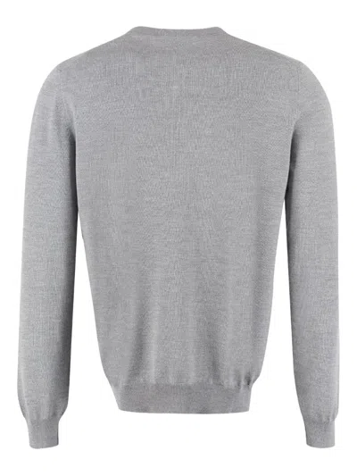 The (alphabet) Crew-neck Wool Sweater In Gray
