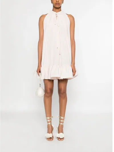 Lanvin Frill-neck Ruffled Mini Dress In White