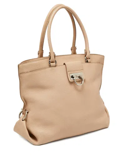 Pre-owned Ferragamo Dotty Tote Bag In Neutral