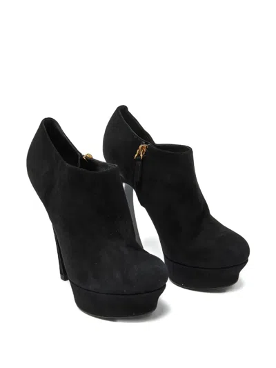 Pre-owned Saint Laurent Suede Platform Booties