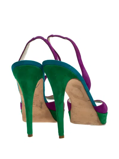 Pre-owned Brian Atwood  125mm Slingback Platform Sandals In Green