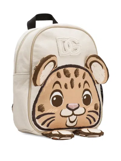 Dolce & Gabbana Leopard Face Backpack In White