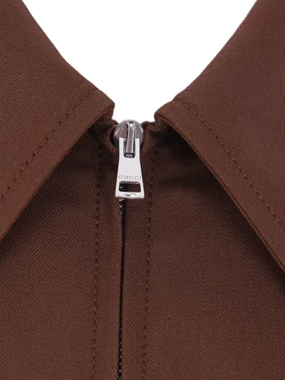 Gucci Twill Jacket Puffer Jackets Brown