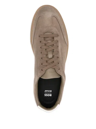Hugo Boss Suede Sneakers In Burgundy
