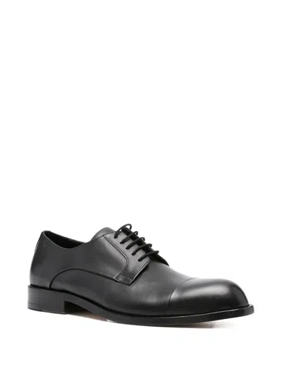 Hugo Boss Leather Lace-up Derby Shoes In Black