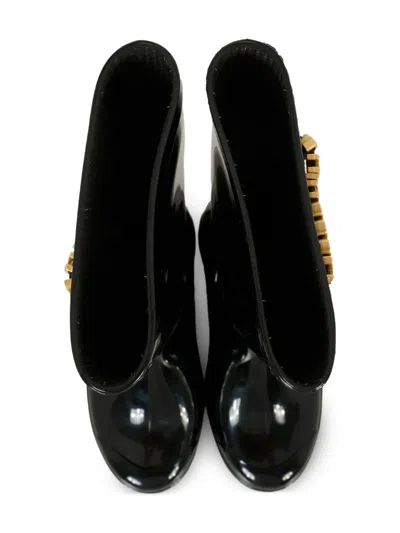 Moschino Logo Round-toe Rain Boots In Black