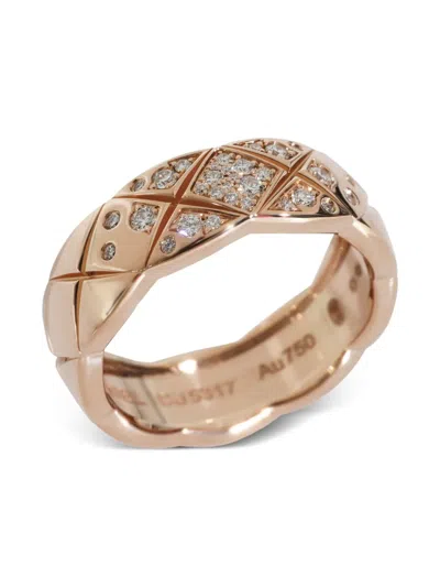 Pre-owned Chanel 18k Rose Gold Coco Crush Diamond Ring