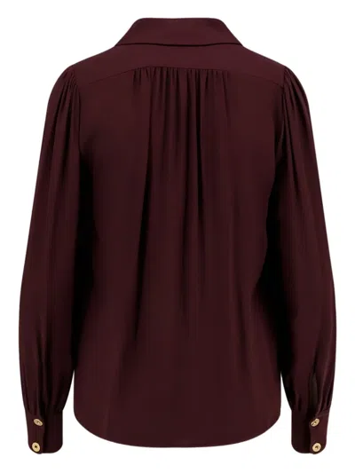 Elisabetta Franchi Jewel Detailed Georgette Blouse In Burgundy