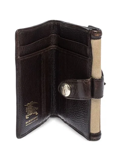 Pre-owned Burberry Check Buckle Wallet In Brown