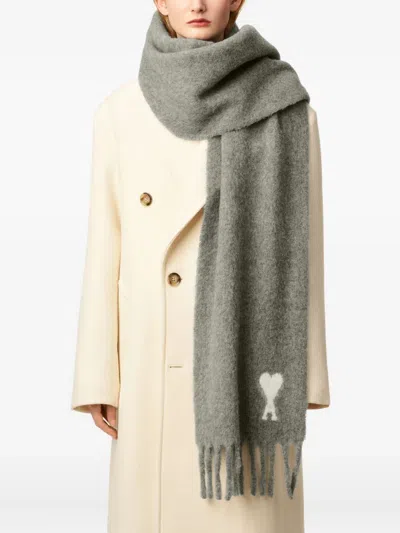 Ami Alexandre Mattiussi Ami De Coeur Fringed Scarf