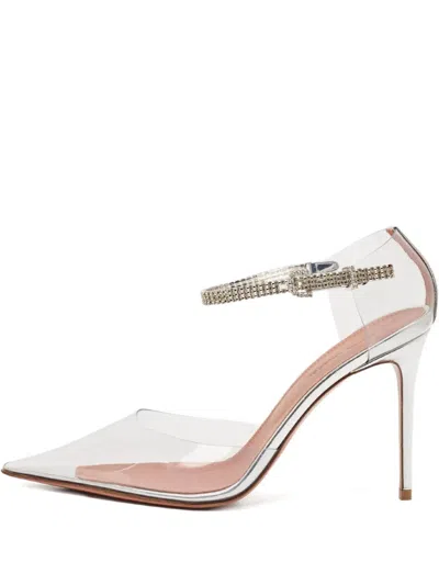 Pre-owned Amina Muaddi  100mm Crystal-embellished Ankle-strap Pumps