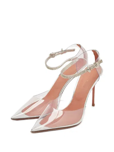 Pre-owned Amina Muaddi  100mm Crystal-embellished Ankle-strap Pumps