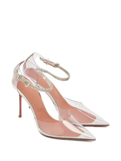 Pre-owned Amina Muaddi  100mm Crystal-embellished Ankle-strap Pumps