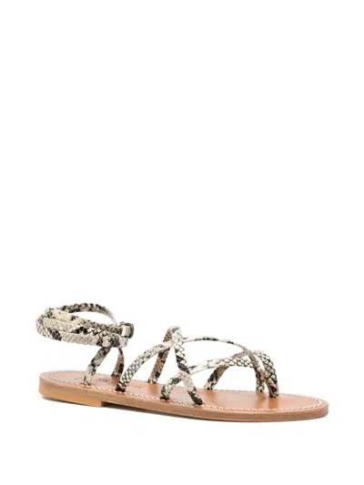Kjacques Snakeskin Leather Ankle-tie Sandals In Multi